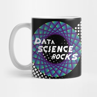 Data Science Rocks | Retro Racing Double Logo Blue Green Yellow Red Black Mug
